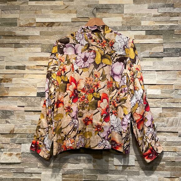 Chico’s Reversible Linen Jacket | 1 M, Fall Floral & Olive Green Capsule Piece - Picture 11 of 11